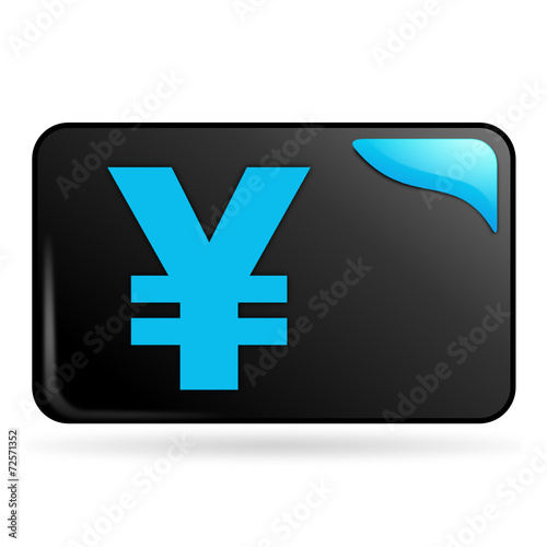 yen sur bouton web rectangle bleu