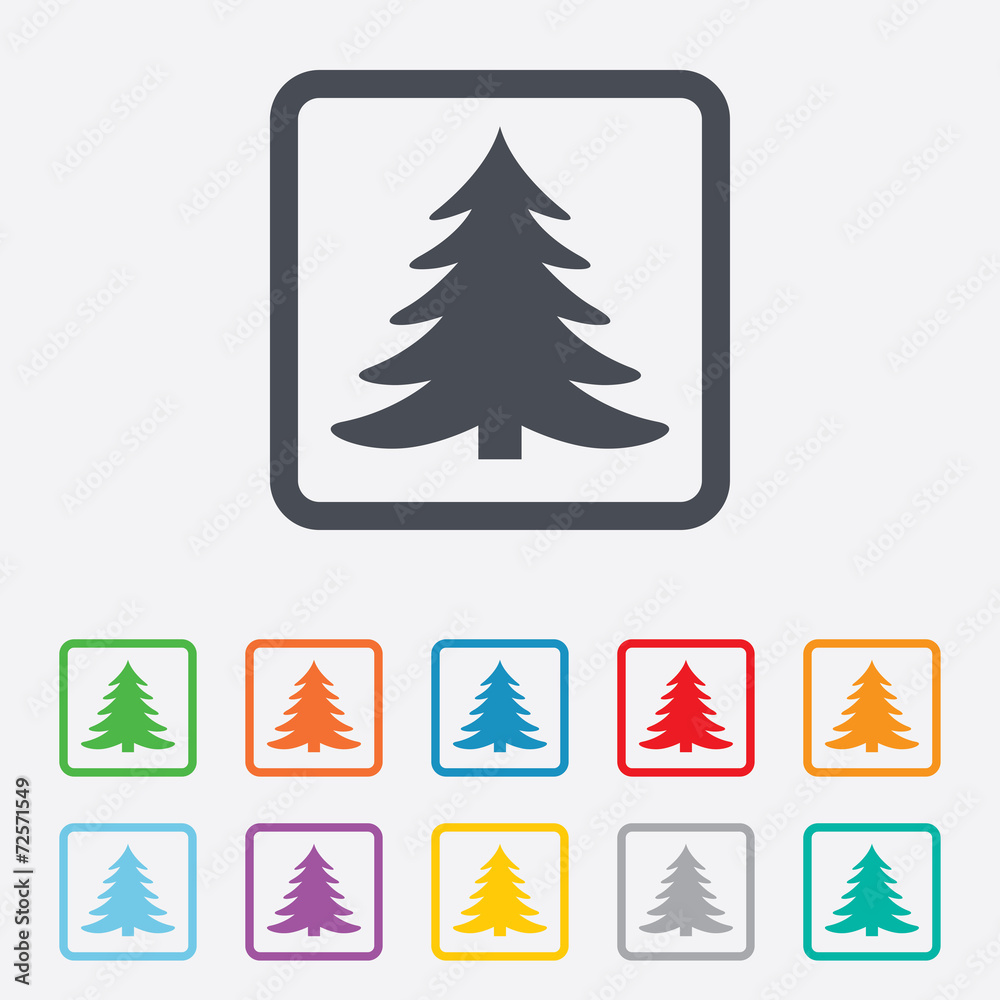 Obraz premium Christmas tree sign icon. Holidays button.
