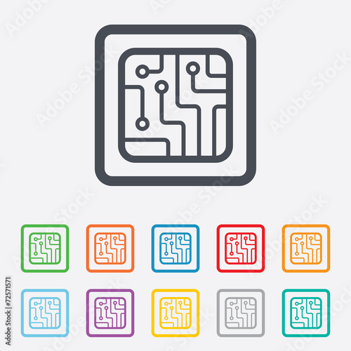 Circuit board sign icon. Technology symbol.