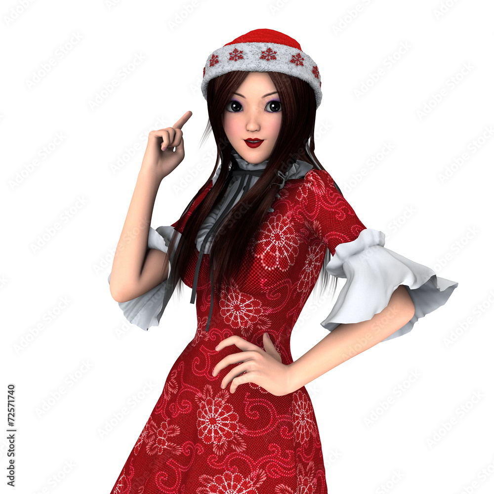 サンタクロース帽子の女性