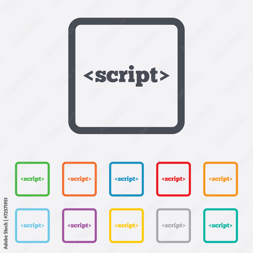 Script sign icon. Javascript code symbol. Script sign icon. Javascript code symbol.