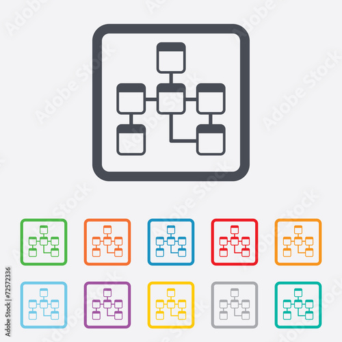 Database sign icon. Relational database schema.