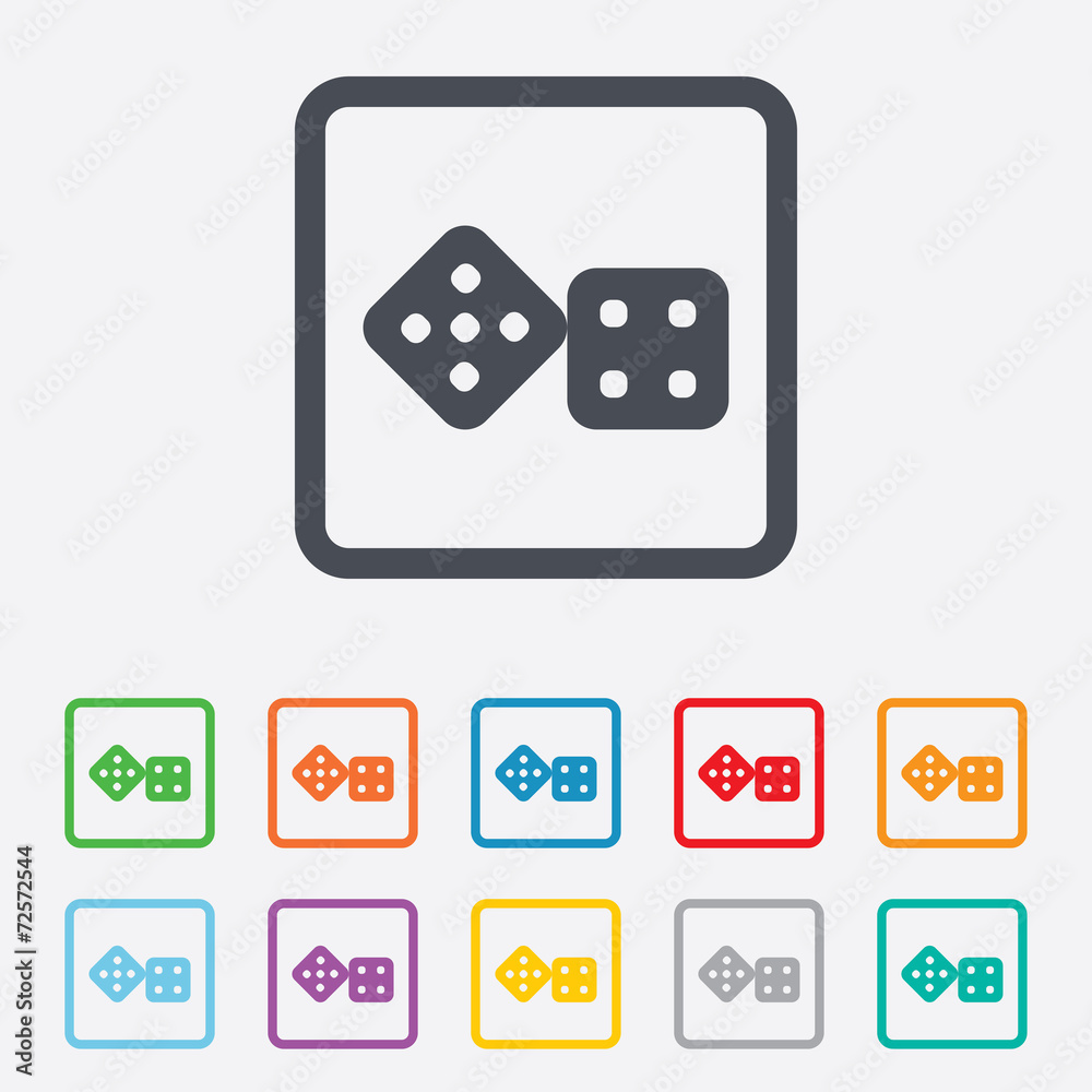 Dices sign icon. Casino game symbol. Dices sign icon. Casino game symbol.