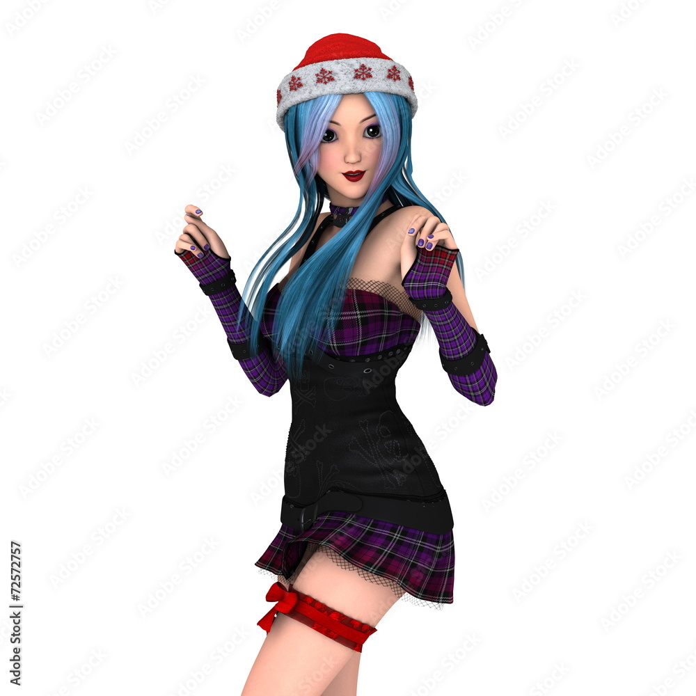 サンタクロース帽子の女性