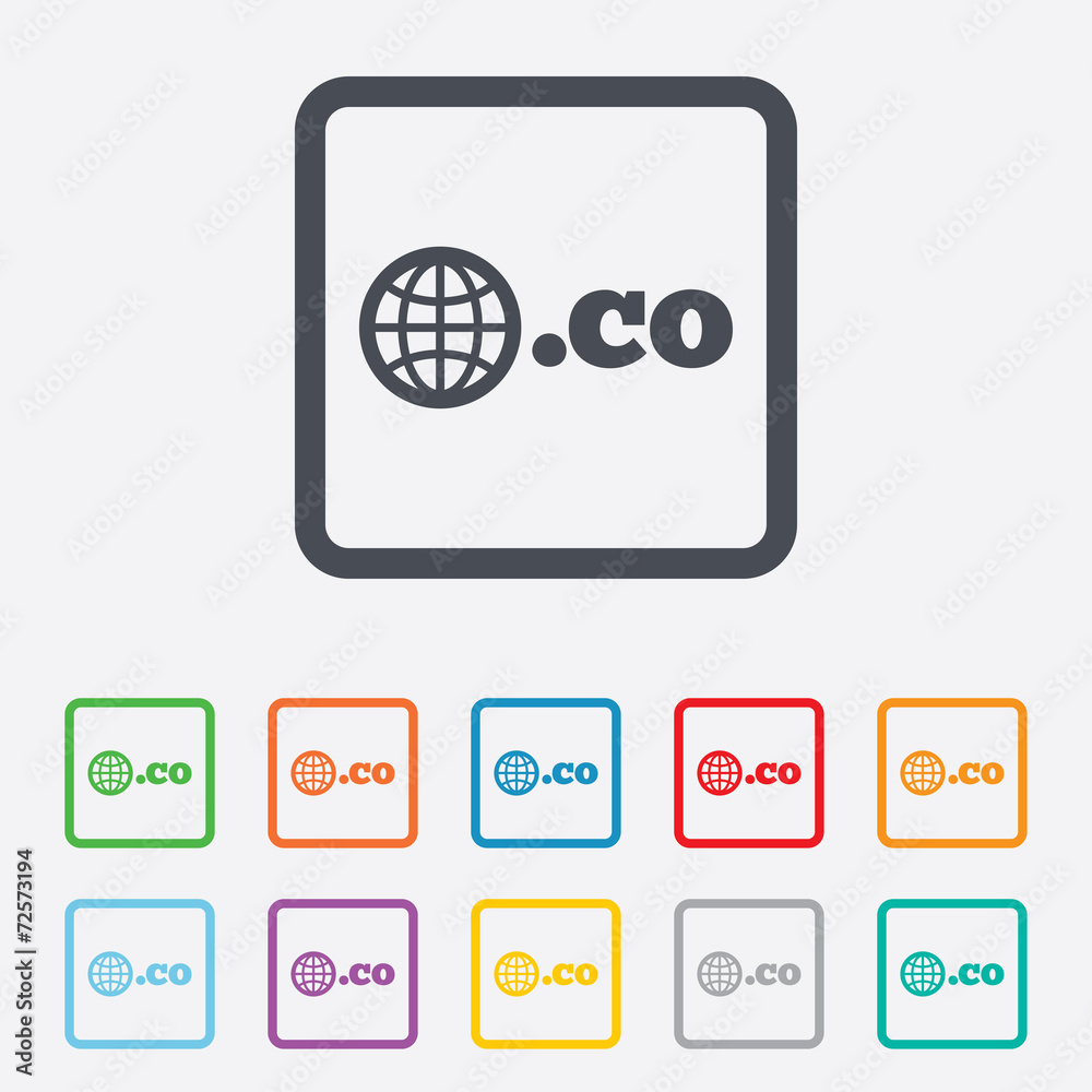 Domain CO sign icon. Top-level internet domain Domain CO sign icon. Top-level internet domain