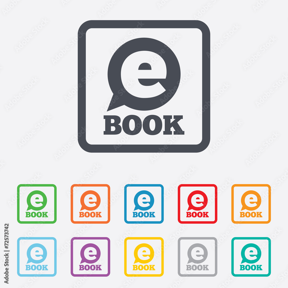 E-Book sign icon. Electronic book symbol. E-Book sign icon. Electronic book symbol.