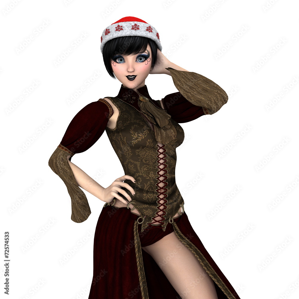サンタクロース帽子の女性 サンタクロース帽子の女性