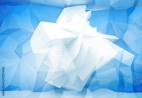 Blue abstract 3d background with chaotic polygonal structure on