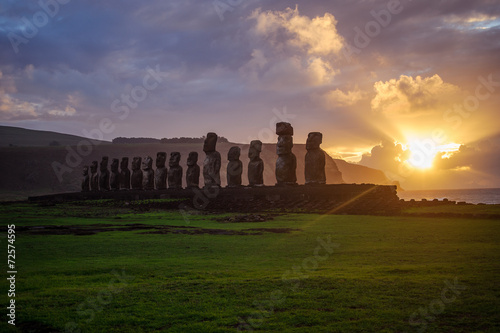 Dawn on Isla de Pascua. Rapa Nui. Easter Island
