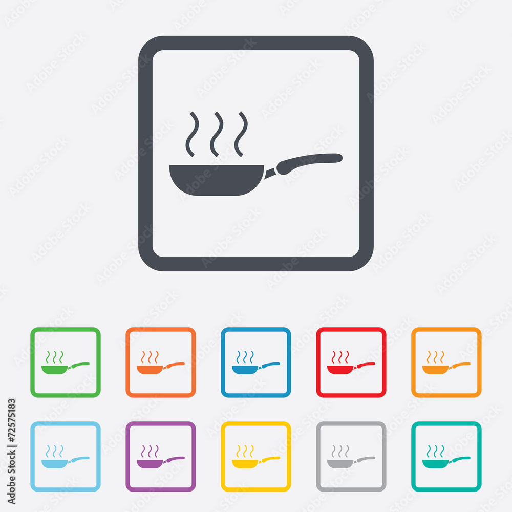 Frying pan sign icon. Fry or roast food symbol. Frying pan sign icon. Fry or roast food symbol.