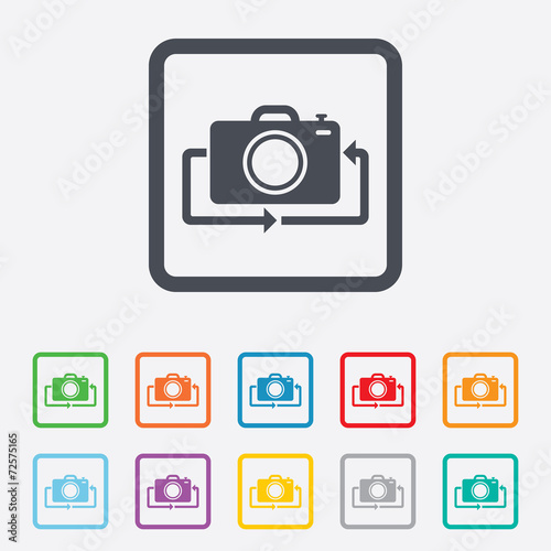 Front photo camera sign icon. Change symbol.