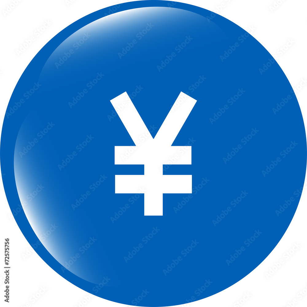 Yen JPY sign icon. web app button. shiny button Yen JPY sign icon. web app button. shiny button