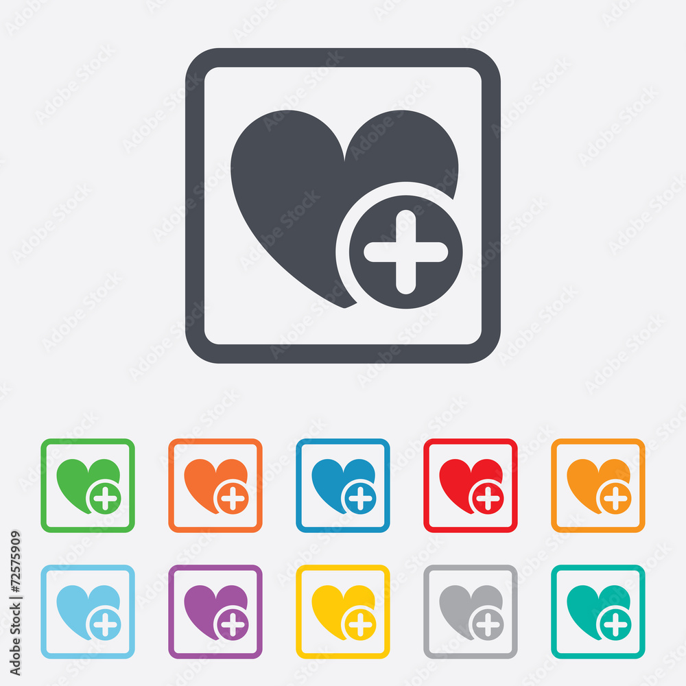 Heart sign icon. Add lover symbol.