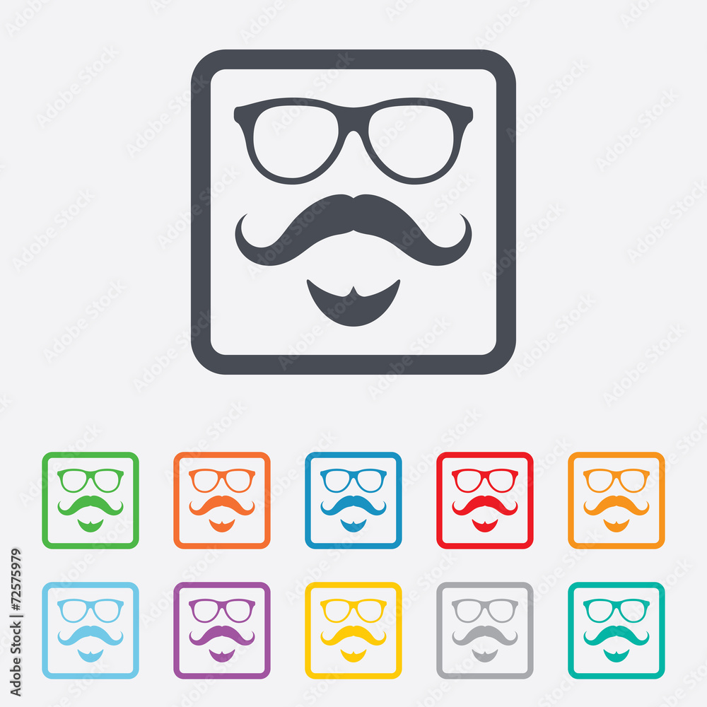 Mustache and Glasses sign icon. Hipster symbol. Mustache and Glasses sign icon. Hipster symbol.