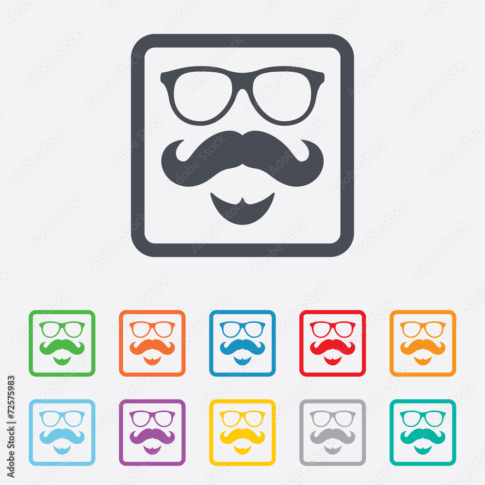 Mustache and Glasses sign icon. Hipster symbol. Mustache and Glasses sign icon. Hipster symbol.