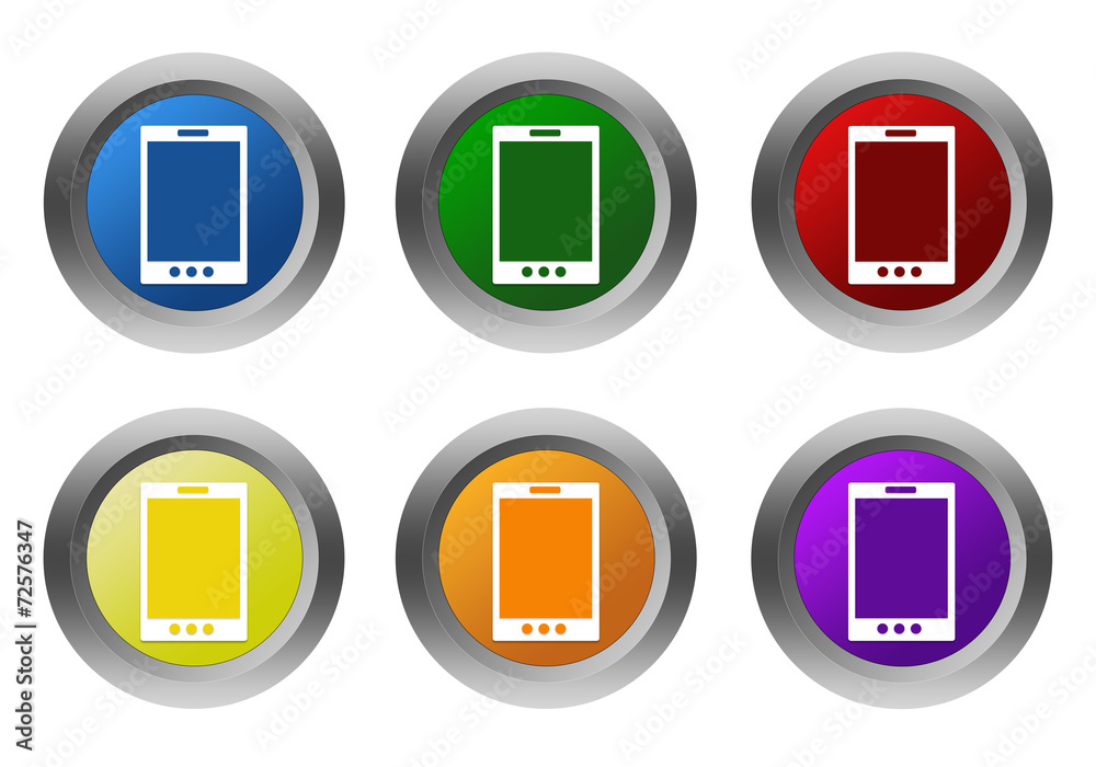 Set of rounded colorful buttons with phone symbol Set of rounded colorful buttons with phone symbol