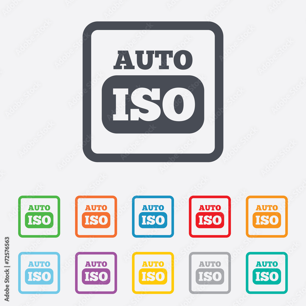 ISO Auto photo camera sign icon. Settings symbol ISO Auto photo camera sign icon. Settings symbol