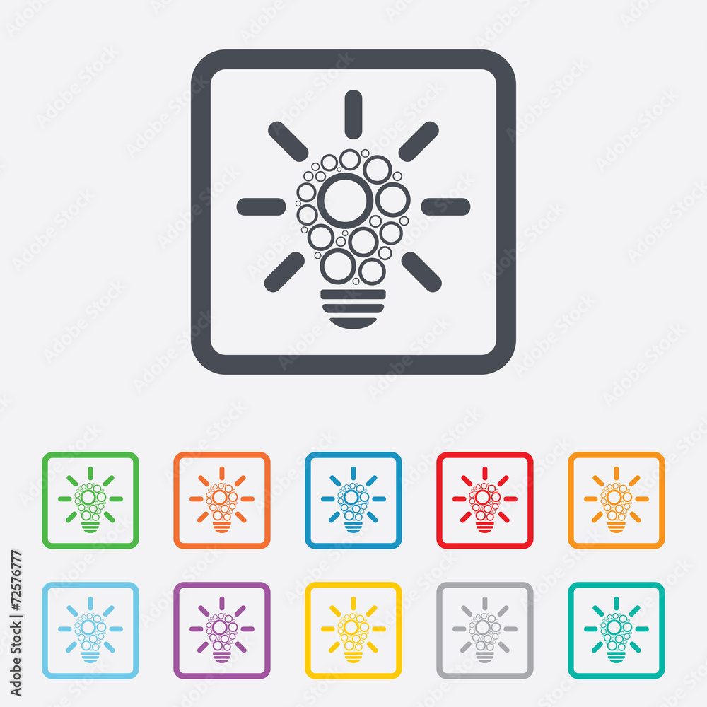 Light lamp sign icon. Bulb with circles symbol Light lamp sign icon. Bulb with circles symbol