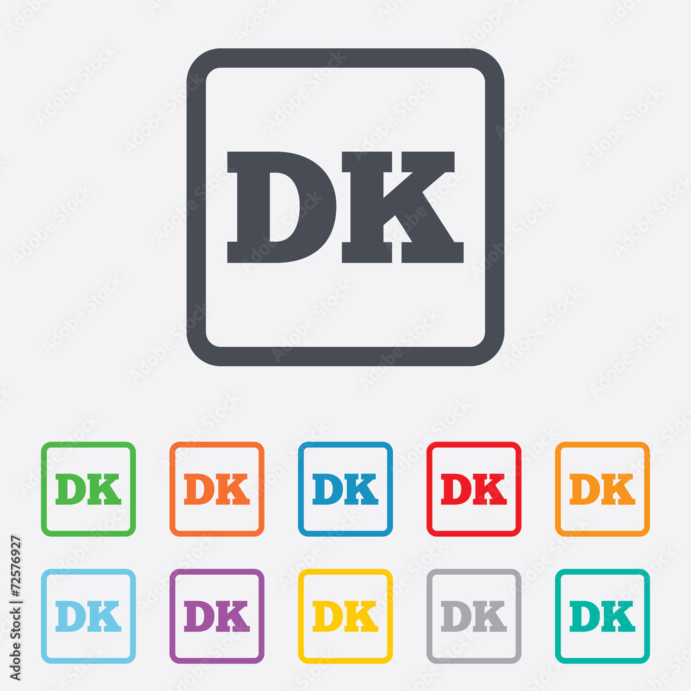 Denmark language sign icon. DK translation. Denmark language sign icon. DK translation.