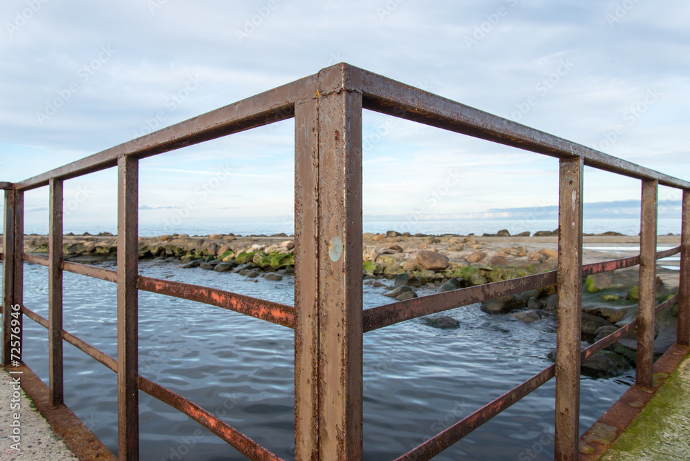 old bridge with rusty metal rails