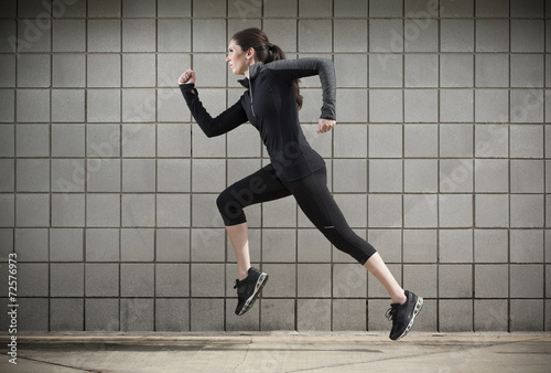 Woman Running During a Workout