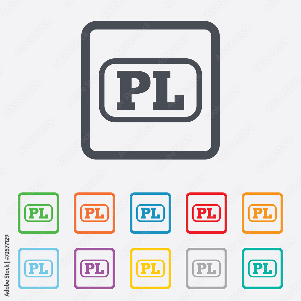 Polish language sign icon. PL translation Polish language sign icon. PL translation
