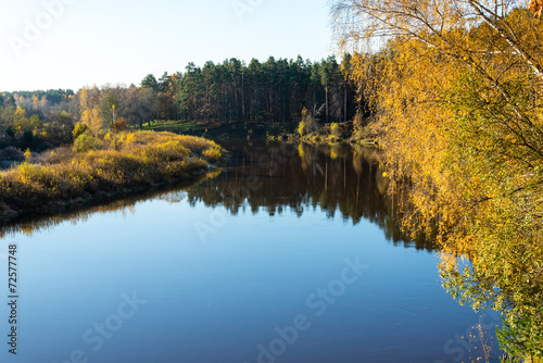 Fototapeta Naklejka Na Ścianę i Meble -  scenic autumn colored river in country