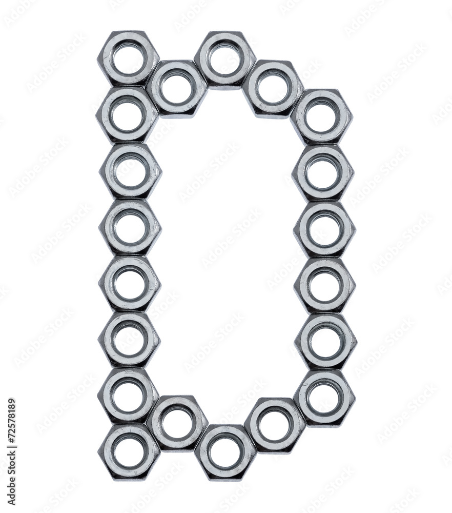 Alphabet letters made of metal nuts, isolated on white - capital Alphabet letters made of metal nuts, isolated on white - capital