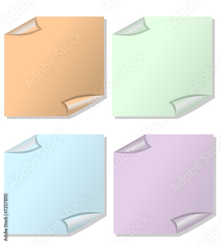 A set of post-it papers in different color variants