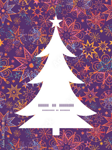 Vector textured christmas stars Christmas tree silhouette