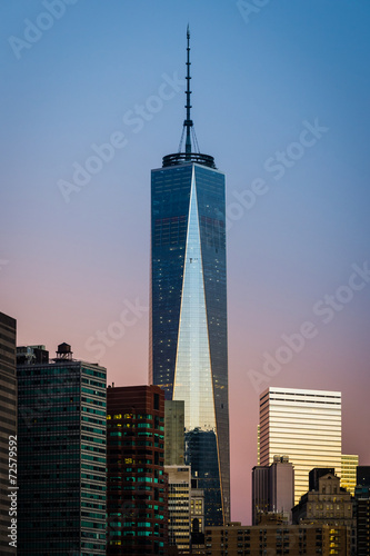 NEW YORK CITY, September 4, 2014: Freedom Tower during sunrise photo