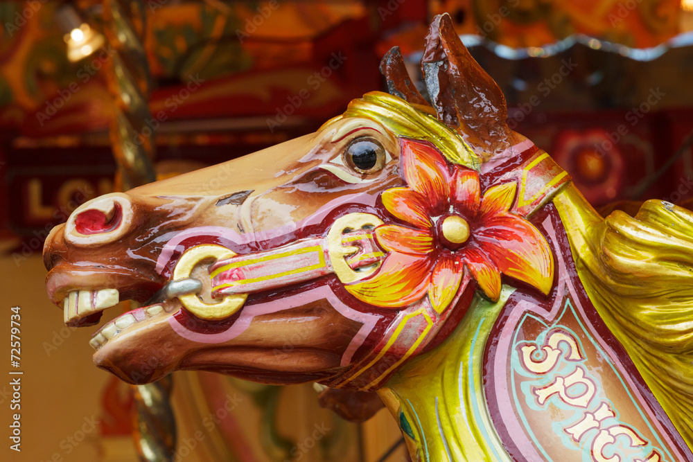 Wooden horse on a carousel