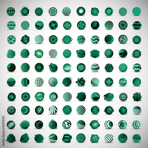 3D Globe Icons Set - Isolated On Gray Background