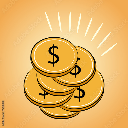 Pile of golden coins Dollar