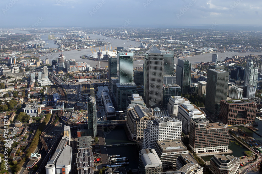 london docklands skyline view from above