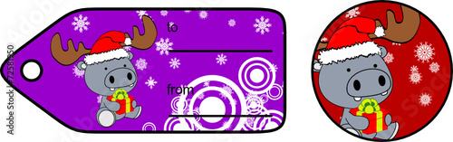 xmas hippo baby cartoon gift card