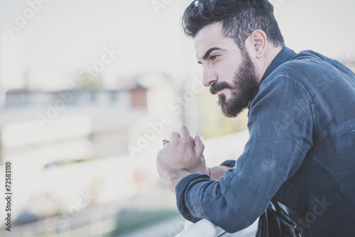 Canvas Print young handsome attractive bearded model man