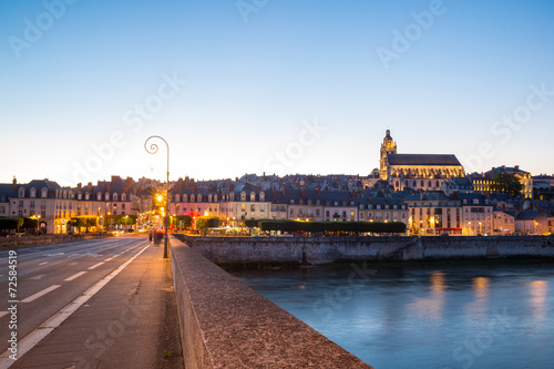 Blois with Cathedral France at dusk