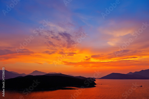 Sunset over mediterranean sea