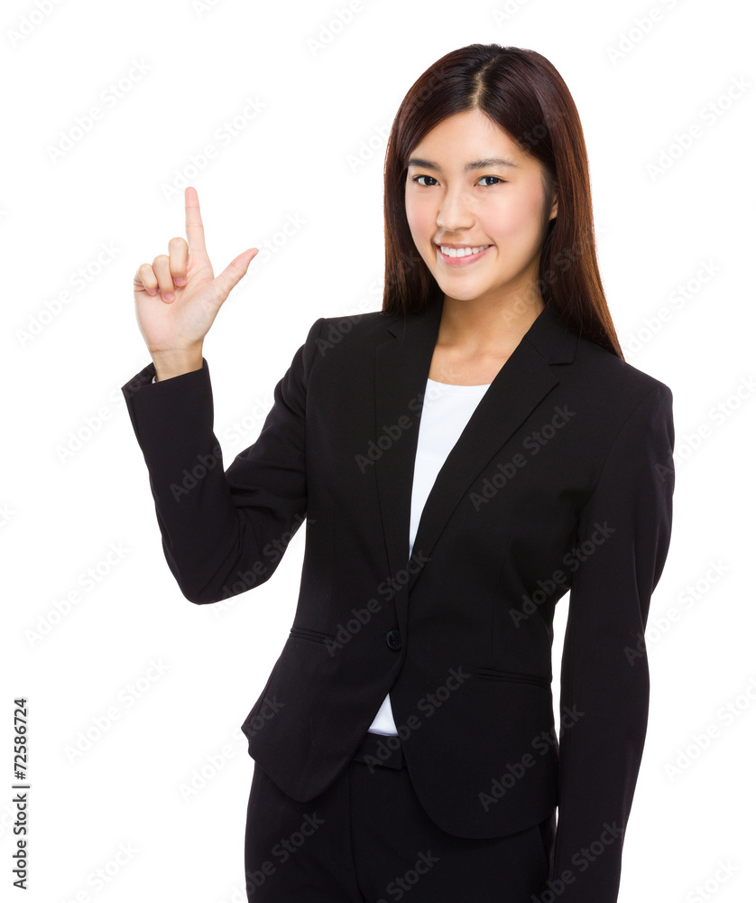 Businesswoman with hand show with tick gesture Businesswoman with hand show with tick gesture
