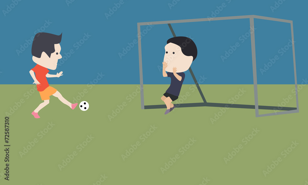 Fototapeta premium Football players goal