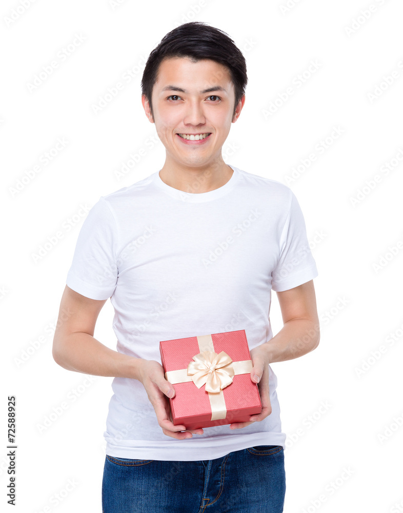 Asian show with red present box Asian show with red present box