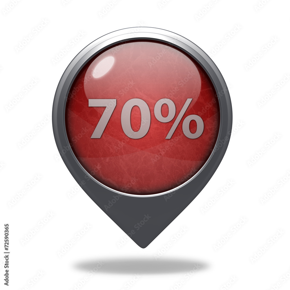 Seventy percent pointer icon on white background Seventy percent pointer icon on white background