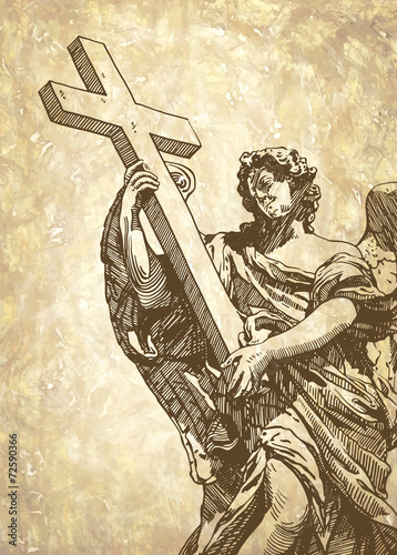 sketch digital drawing marble statue of angel