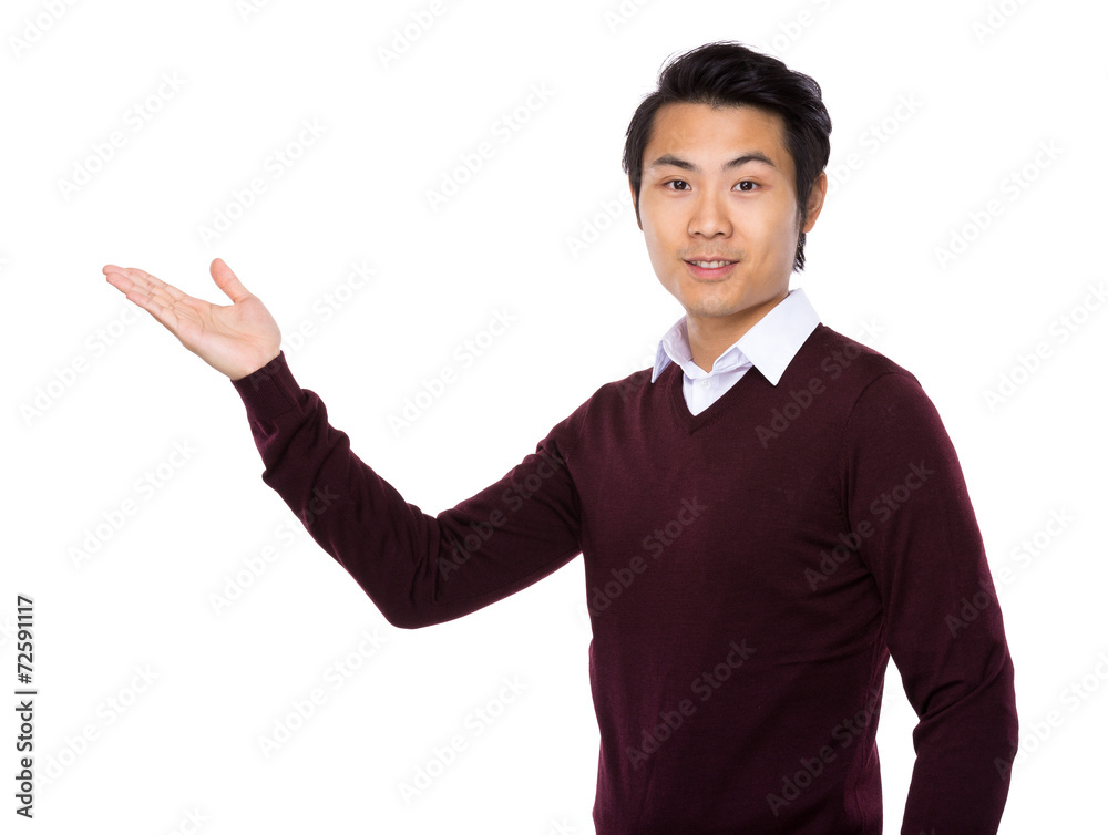Man with hand show with blank sign Man with hand show with blank sign