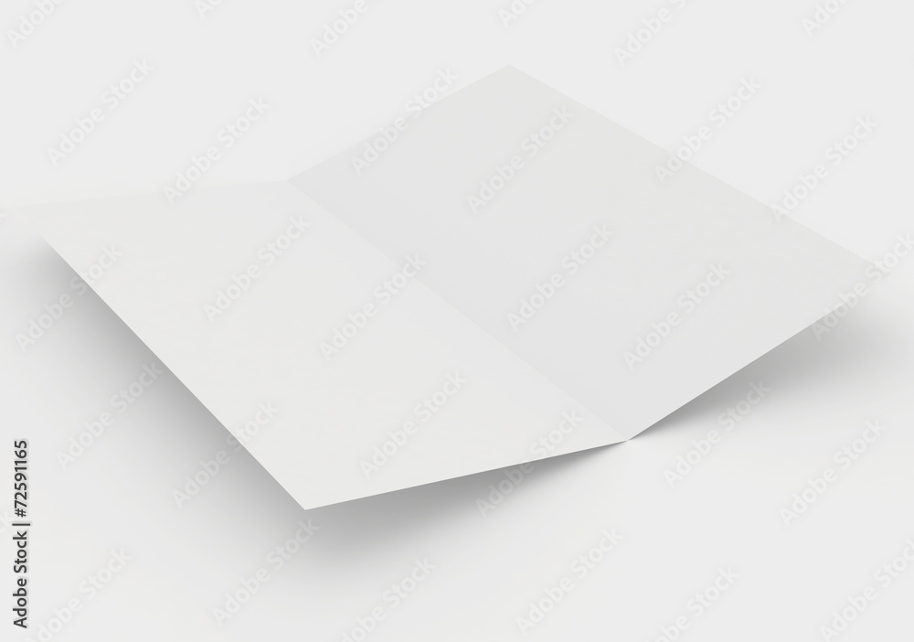 blank sheet of paper is folded twice soft shadow. blank sheet of paper is folded twice soft shadow.