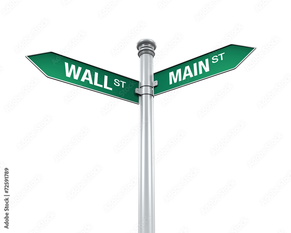 Direction Sign of Main Street and Wall Street Direction Sign of Main Street and Wall Street