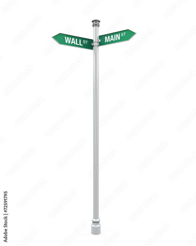 Direction Sign of Main Street and Wall Street Direction Sign of Main Street and Wall Street