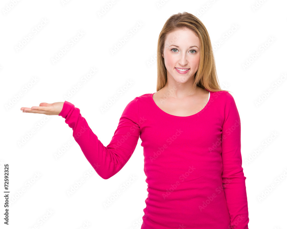 Woman with open hand palm Woman with open hand palm