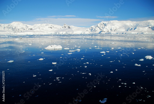blue sky and sea in antarctica